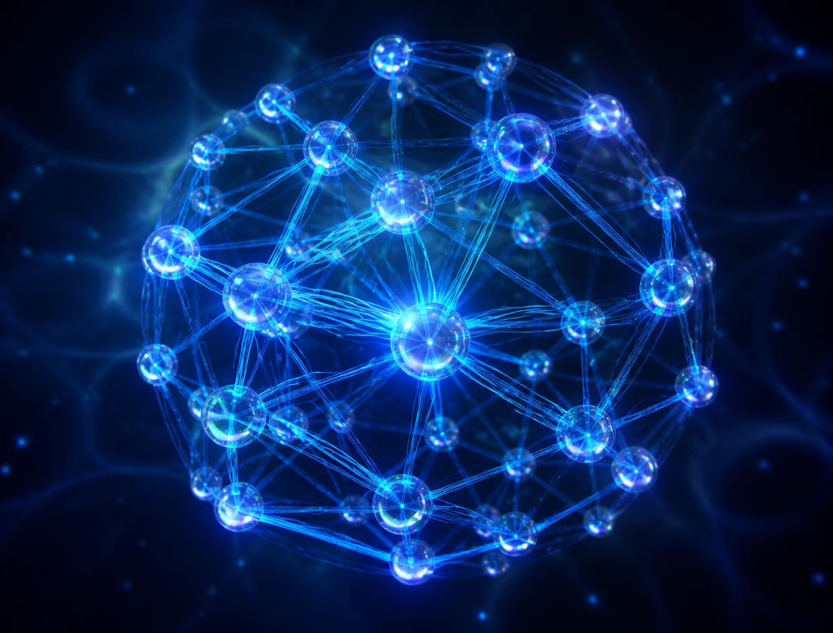 Glowing neural network of connected nodes representing an integrated AI ecosystem